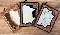 Portafolio de cuero de vaca con cremallera, carpeta de Padfolio A4, Carpeta de 3 anillas con bolsillo para tableta, carpeta de cartera con cremallera