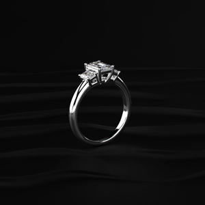 Anillo de Tres Piedras de Moissanita con Corte Esmeralda, Plata de Ley 925, Oro de 10k, 14k, 18k, Platino, Amarillo, Rosa, Blanco, 3.15 TCW VVS, Hecho a Mano - Product Image 2