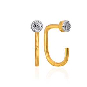 Clásicos Pendientes de Aro Huggie de Oro Sólido de 18K con Diamantes para Mujer, Joyería Fina Minimalista, Diseño Personalizado - Product Image 2