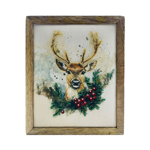 Décoration de table et de mur rectangulaire en bois brodée Art Déco de Noël pour la maison - Product Image 1