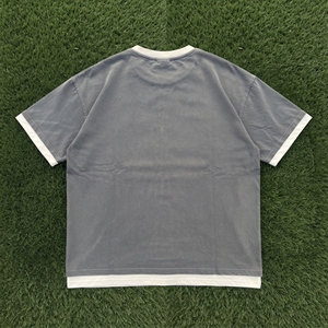 T-shirt surdimensionné à double couche pour homme, 100% coton jersey, col rond, t-shirts unisexes, style streetwear, t-shirts à double couche brodés - Product Image 4