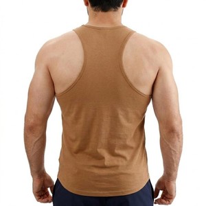 Camiseta sin mangas marrón para hombre, mezcla de algodón, chaleco de gimnasio, suave, informal, para fitness, transpirable, uso diario, OEM personalizado - Product Image 2