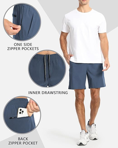 Pantalones Cortos Deportivos de Secado Rápido para Hombre con Bolsillo con Cremallera y Tejido de Malla Transpirable, Pantalones Cortos Deportivos para Hombre al por Mayor para Gimnasio con OEM - Product Image 4