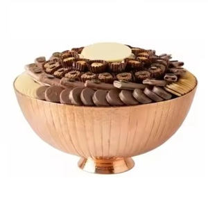 Artículo Decorativo de Mesa, Tazón de Metal para Servir Alimentos, Tallado a Mano, Acabado en Oro, Tazón Único para Chocolate - Product Image 4