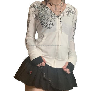 เสื้อสเวตเตอร์ระบายอากาศมีฮู้ดลำลองมีสไตล์ลายหินแรดมีฮู้ดป้องกันริ้วรอยระบายอากาศได้ดีสำหรับผู้หญิง - Product Image 4