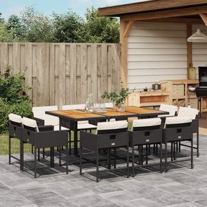 Set da Pranzo da Giardino per 10 Persone, Tavolo in Rattan e Teak con Struttura in Metallo, Resistente alle Intemperie, Design Contemporaneo - Product Image 3