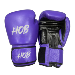 HOB นวมชกมวยสีม่วง หนัง PU ปิดด้วยเวลโคร สายรัดข้อมือปรับได้ อุปกรณ์ฝึกซ้อม - Product Image 1