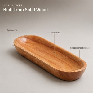 Bandeja de Servir Rectangular de Madera Maciza Natural, Plato de Madera Largo en Forma de Barco para Pan, Fruta y Bocadillos - Product Image 4