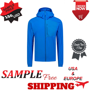 Chaqueta Impermeable y Cortavientos Azul con Capucha para Exteriores, Chaqueta de Viaje Ligera con Cierre de Cremallera para Hombre - Servicio OEM Completo - Product Image 5