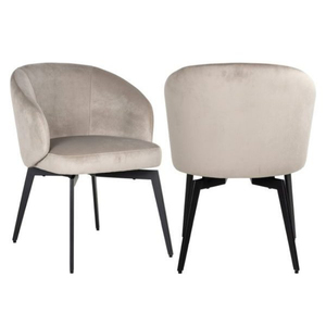 Modern Velvet Upholstered Eco-Friendly Tufted <b>Dining</b> <b>Chair</b> <b>Black</b> Metal Legs Midcentury Design Shell Back Chandani Brand Home - Product Image 3