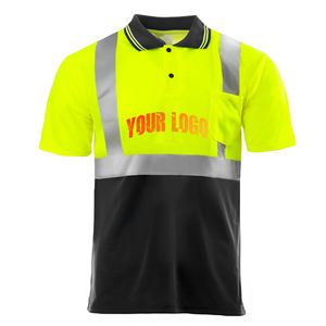 Camisa de Trabajo de Seguridad de Algodón Impermeable con LED de Alta Visibilidad ANSI Clase 1, Manga Corta, Cinta Reflectante, Logotipo Personalizado, Venta al Por Mayor - Product Image 1