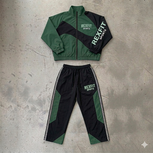 ชุดวอร์ม Rexfit Sports พิมพ์ลายตามสั่งสำหรับผู้ชาย เสื้อแจ็คเก็ตซิปเต็มตัวและกางเกงขาสั้น ชุดฤดูร้อน ขายส่ง - Product Image 5