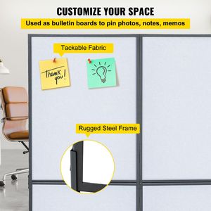 Pannello Divisorio Acustico per Ufficio Grigio Freddo 183 x 168 cm, Set da 3, Divisorio per Stanza Ufficio, Parete Divisoria Grigio Freddo - Product Image 4