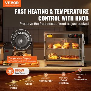 ตู้โชว์อาหารอุ่นร้อน 2 ชั้น ขนาด 800 วัตต์ ควบคุมอุณหภูมิได้ตั้งแต่ 86-185 องศาฟาเรนไฮต์ ช่วยเพิ่มความสวยงามในการนำเสนออาหารด้วยแสงไฟ - Product Image 2