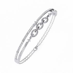 Classic 18k <b>Solid</b> <b>Gold</b> Natural Stone Emerald Cut Claw Setting Channel Set Chain Link Bracelet Unisex Wedding Jewelry IGI - Product Image 2