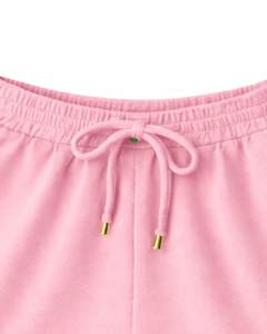 Ensemble décontracté deux pièces pour femme : débardeur court côtelé et short à cordon de serrage rose pâle avec broderie cerise – Vente en gros - Product Image 5
