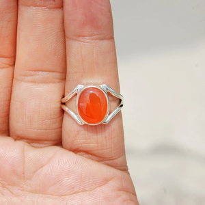 Anillo midi de cornalina con plata 925, hecho a mano, estilo bohemio, joyería de plata. - Product Image 4