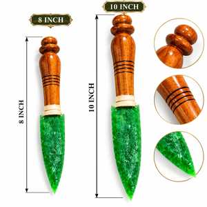 Cuchillo de vidrio verde Monalisa, daga artesanal de fibra óptica con mango de madera, 8 y 10 pulgadas, decorativo y coleccionable - Product Image 4