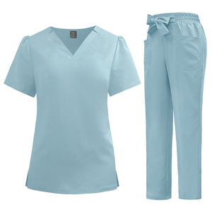 2026 Womens V Neck Scrub Set Breathable <b>Nurse</b> <b>Uniform</b> Top and Pants 10 Colors Wholesale Custom - Product Image 3