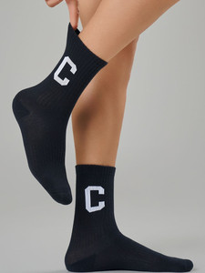 Chaussettes en coton personnalisées OEM avec logo imprimé, chaussettes athlétiques décontractées unisexes, tissu de haute qualité, chaussettes premium - Product Image 3