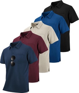 Camisa Polo Texturizada Personalizada para Hombre con Bolsillo en el Pecho, Manga Corta, Transpirable, Informal, Uniforme de Golf o Trabajo, OEM, ODM, Ropa al por Mayor - Product Image 1