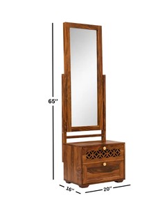 Solid Wood Extra Tall <b>Dressing</b> Table | 65 Inch Standing Mirror Vanity Cabinet | Wholesale Bedroom Furniture - Product Image 3