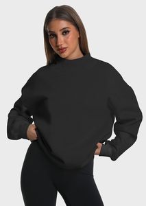Sweat-shirt à col roulé en polaire surdimensionné pour femmes, coupe ample, pull-over, OEM personnalisé en gros - Product Image 2
