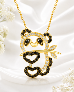 Collier pendentif Panda en zircone cubique, chaîne à maillons plaquée or, bijoux en argent sterling 925 pour occasions décontractées et anniversaires - Product Image 4