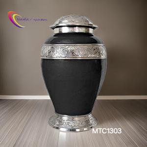 Wholesale Charcoal <b>Black</b> Silver Band Funeral Ceremony Metal Cremation Urns Decorative Memorial Ashes Metal Jar Customized Colour - Product Image 4
