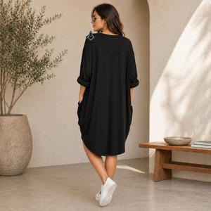 Robe longue en coton brodée pour femmes, insignes maçonniques héritages de la sororité grecque Delta Sigma |   Broderie personnalisée pour femmes de la confrérie - Product Image 4
