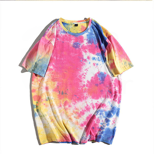 Camiseta de Manga Corta con Cuello Redondo y Estampado Tie-Dye para Hombre, Talla Grande, Informal, de Algodón Jersey, Transpirable, Corte Regular - Product Image 1