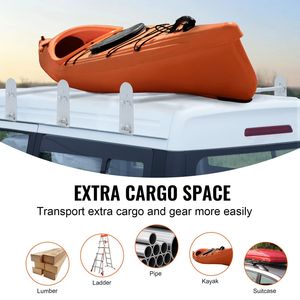 Estante de escalera de techo Van de 3 barras de acero de aleación Longitud ajustable Estante de techo de canalón de lluvia 750 LBS Capacidad 40,2 \ "74,8 \" Compatible - Product Image 6