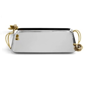 Tableware Decoration Nickel Finished Serving Metal Tray Usage Top Selling Product Custom Shape Sweet or Food Serving Tray - Product Image 5