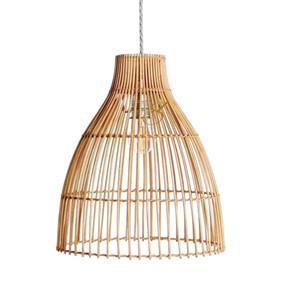 Abat-jour en rotin personnalisé en forme d'entonnoir, couvercle de lampe suspendue en bambou à rayons ouverts, abat-jour rustique E27 évasé pour lustre suspendu au plafond - Product Image 3