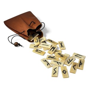 Ensemble de runes osseuses avec sac en cuir à cordon, pierres de divination nordiques Futhark faites à la main, cadeau pour les collectionneurs d'occultisme - Product Image 3