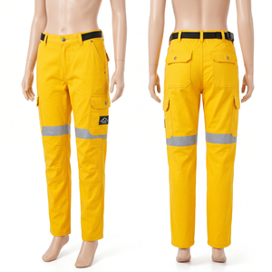 Women High Visibility <b>Work</b> <b>Pant</b> 65 Polyester 35 Cotton Twill 280 GSM Orange Yellow Contrast Panel Custom Embroidery Print - Product Image 2