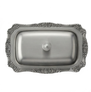 Plat à beurre en acier inoxydable métallique le plus vendu, design personnalisé, aspect argenté brillant, pour table de cuisine - Product Image 4