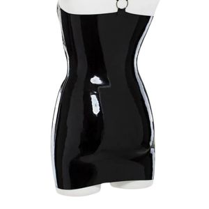 Robe mini sexy en cuir PU noir, sans bretelles, col cœur, moulante, pour soirée, toutes saisons, couleur unie - Product Image 3