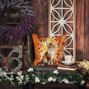 Almohada decorativa Cymric Cat in Fall Leaves lavable a máquina para uso en interiores y exteriores 18H x 18W para decoración de sofá cama y Patio - Product Image 6