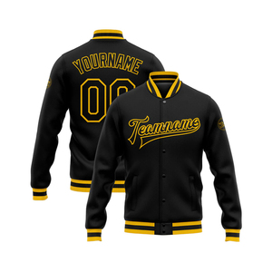 Custom Black Gold Heavyweight Premium Lining Varsity Letterman <b>Jacket</b> Men Women Oversized Streetwear Bomber College Baseball - Product Image 1