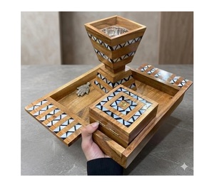 Handmade Wooden Candle Holder Tray Decorative Candlestick Stand <b>Boho</b> Arabic <b>Home</b> Decoration Ramadan Tabletop <b>Decor</b> - Product Image 3