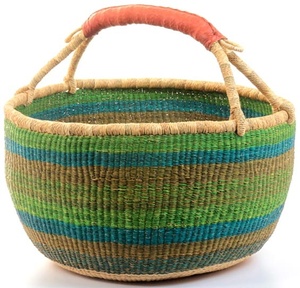 Panier de rangement en jonc de mer naturel, écologique, vert-bleu et olive, vente en gros, économique, en vrac - Product Image 2