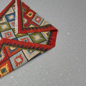 Tapis Kilim en Laine Fait Main Moderne, Motif Abstrait Palmier Tropical Rose et Vert Sarcelle, Tapis Traditionnel à Motifs Géométriques et Tribaux en Diamant - Product Image 3