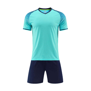 Ensemble de maillots de football pour hommes, col en V, manches courtes, rose, bleu, motif géométrique, évacuation de l'humidité, toutes saisons, polyester - Product Image 4