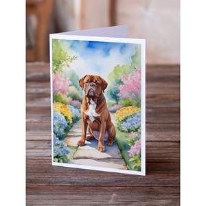 Dogue De Bordeaux Whimsical A7 Tamaño 5x7 Tarjetas de notas en blanco Paquete de 8 con sobres Juego de tarjetas de felicitación Spring Path - Product Image 2