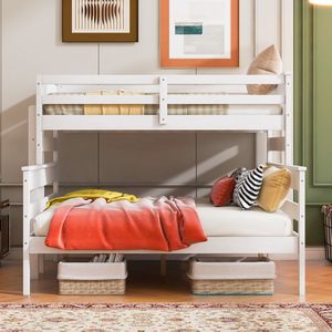 Letto a Castello in Legno Bianco Twin XL Sopra Queen con Scala (Vecchio SKU GX000446AAK) - Product Image 3