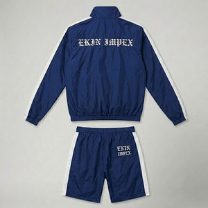 Custom Men's Vintage Streetwear Tracksuit Set <b>Gothic</b> Letter Print Windbreaker <b>Jacket</b> and Shorts 2 Piece Suit Hip Hop Style Royal - Product Image 2
