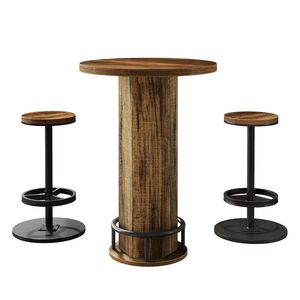 Tavolo da Bar Pieghevole dal Design Moderno per Casa, Hotel, Esterni, Caffè, Seminterrati, Eventi, Feste, Banchetti in Legno e Ferro - Product Image 2