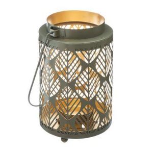 Brown Lantern with Glass Holder and Metal Frame for Candle Lighting Decorative Home Accent Lighting for Living Room or Dining - Product Image 4