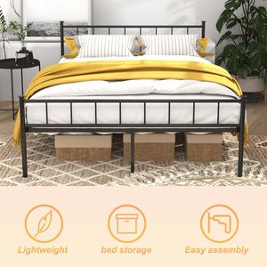 Struttura letto matrimoniale in metallo con testiera e pediera, stabile dal punto di vista strutturale, con vano contenitore sotto il letto, non richiede rete a molle, colore nero - Product Image 5